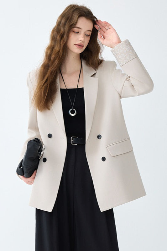 Elegant Mid-Length Office Blazer S / White