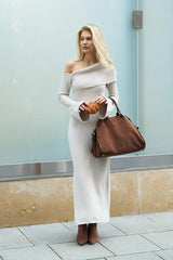 Off Shoulder Foldover Sweater Dress