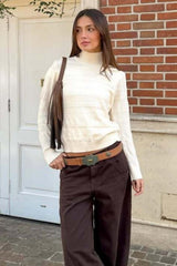 Cable Knit Round Neck Knit Top