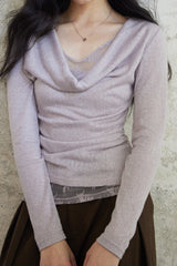 Mock Two Piece Draped Lace Knit Top