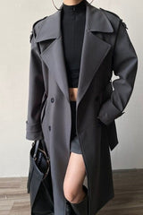 Oversized Lapel Midi Trench Overcoat