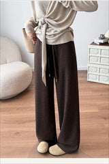 Plush Wool Draped Wide Leg Knit Pants