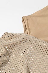 Sequin Sash Strapless Gown Dress