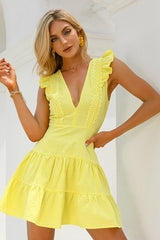 Backless High Waist Ruffle Cocktail Dress