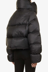 High Neck Scarf Collar Quilted Puffer Jacket S / Black