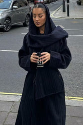 French English Style Scarf Belted Overcoat