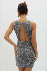 Backless Sleeveless Sequin Mini Dress