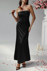 Solid Bustier Bodycon Gown Formal Dress S / Black