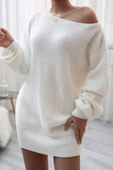 Casual Knit Off Shoulder Sweater Dress