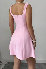 Shirred Waist Spaghetti Strap A-Line Dress