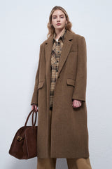 Cashmere Wool Herringbone Thick Overcoat