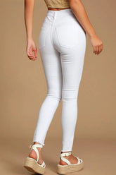 High Waist White Skinny Jeans