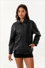 Oversized Lapel Leather Jacket