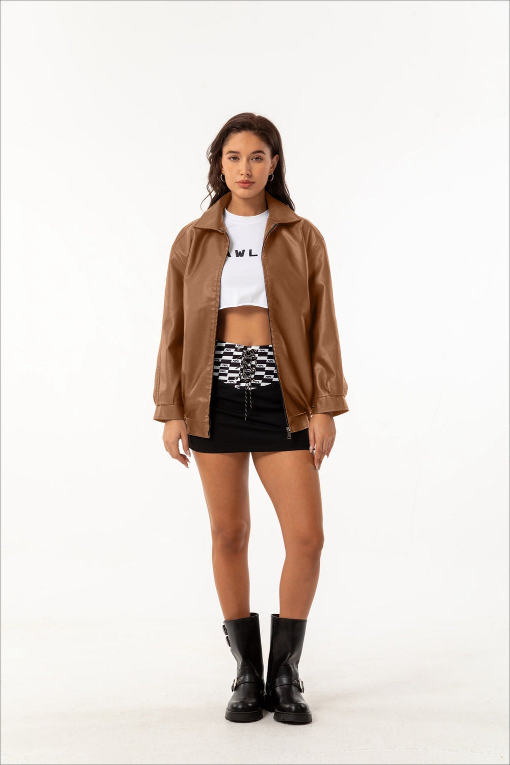 Oversized Lapel Leather Jacket