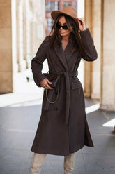 Blazer Lapel Belted Wool Sleeve Overcoat