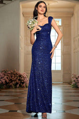 Empire Waist Slip Maxi Formal Dress S / Blue