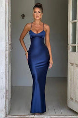 Back Tie Spaghetti Strap Formal Dress