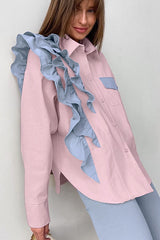 Asymmetric Color Block Blouse