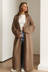 Draped Open Front Knit Overcoat