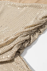 Sequin Sash Strapless Gown Dress