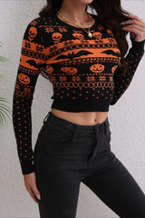 Halloween Jacquard Colorblock Sweater