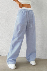 Stripe Plaid Pattern Knit Pants