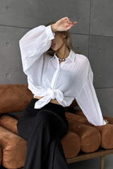 Solid Lightweight Long Sleeve Blouse