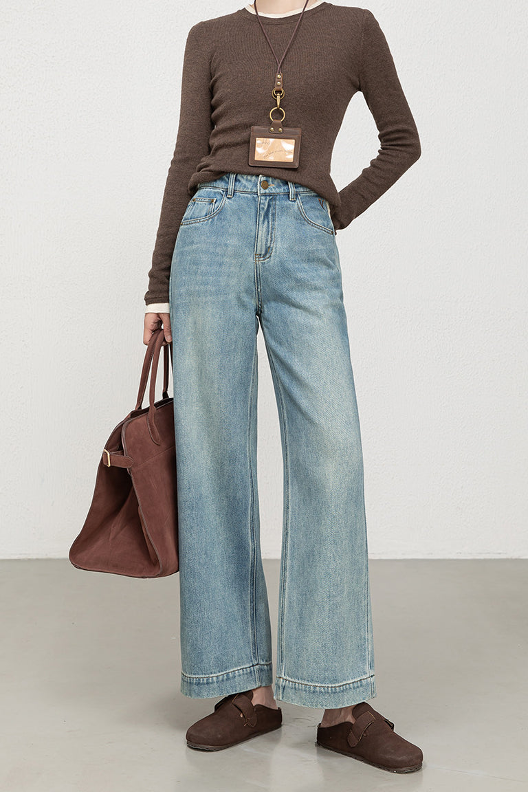 Soft High Rise Embroidered Cropped Jeans
