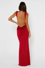 Bow Back Spaghetti Strap Formal Dress