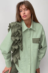 Asymmetric Color Block Blouse