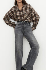 Vintage Plaid Relaxed Fit Blouse