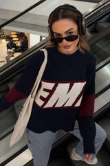 Letter Graphic Crew Neck Sweater