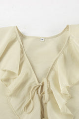 V Neck Relaxed Ruffle Blouse