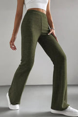 High Waist Ribbed Flared Knit Pants
