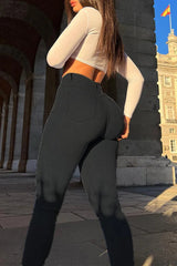 Mid Waist Stretch Skinny Jeans Black / S