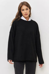 Casual Crew Neck Loose Solid Sweater