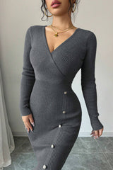 Slim Fit Midi Knit Sweater Dress