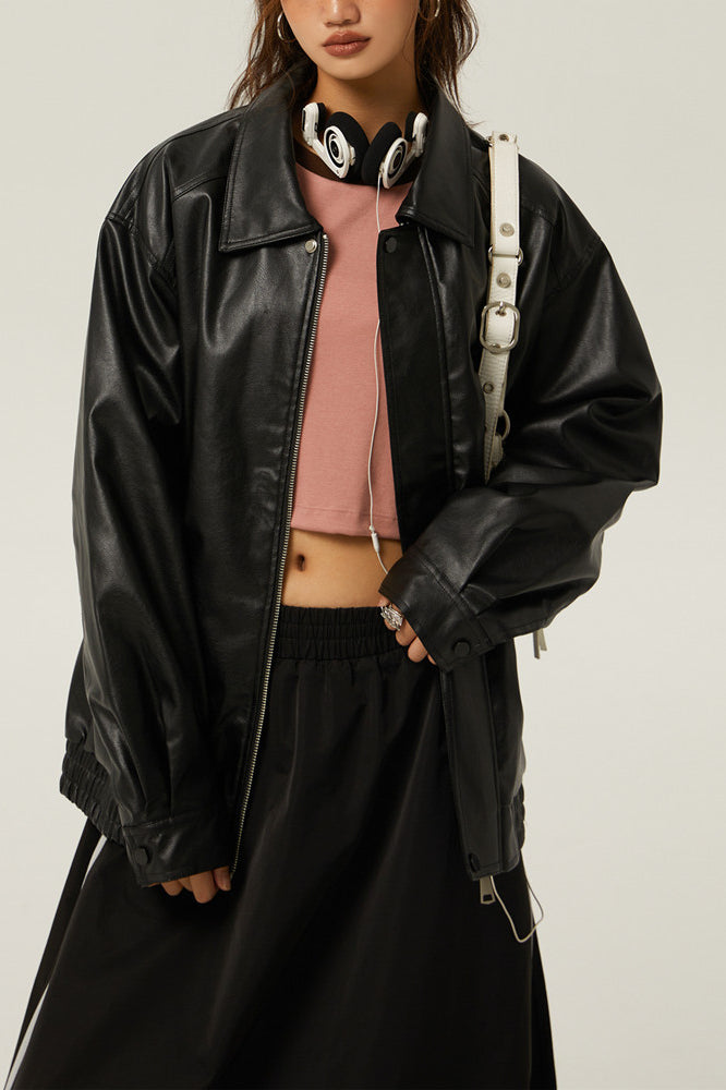 Retro Loose Fit Moto Jacket