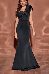 Flutter Sleeve Little Black Formal Dress S / Black