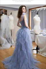 Blue Bustier Sleeveless Formal Dress