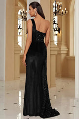 Asymmetric Gown Formal Dress S / Black