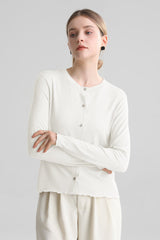 Structured Tencel Cardigan White / S