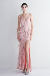 Intricate Beadwork Figure Hugging Gown Formal Dress