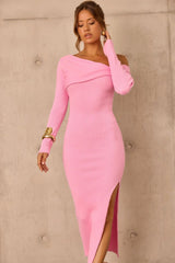 Ribbed One Shoulder Sweater Dress
