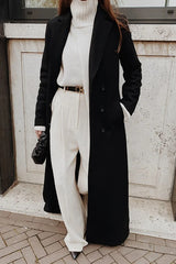 Warm Wool Solid Color Long Overcoat