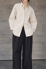 Long Sleeve Cotton Lapel Collar Blouse