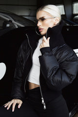 Black Waistband Puffer Jacket