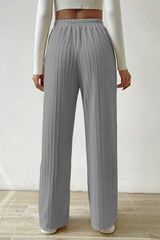 Elastic High Waist Solid Straight Leg Knit Pants