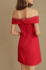 Off Shoulder Butterfly Embellished Bodycon Dress