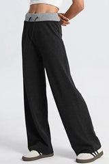 Paneled High Waist Draping Lounge Knit Pants